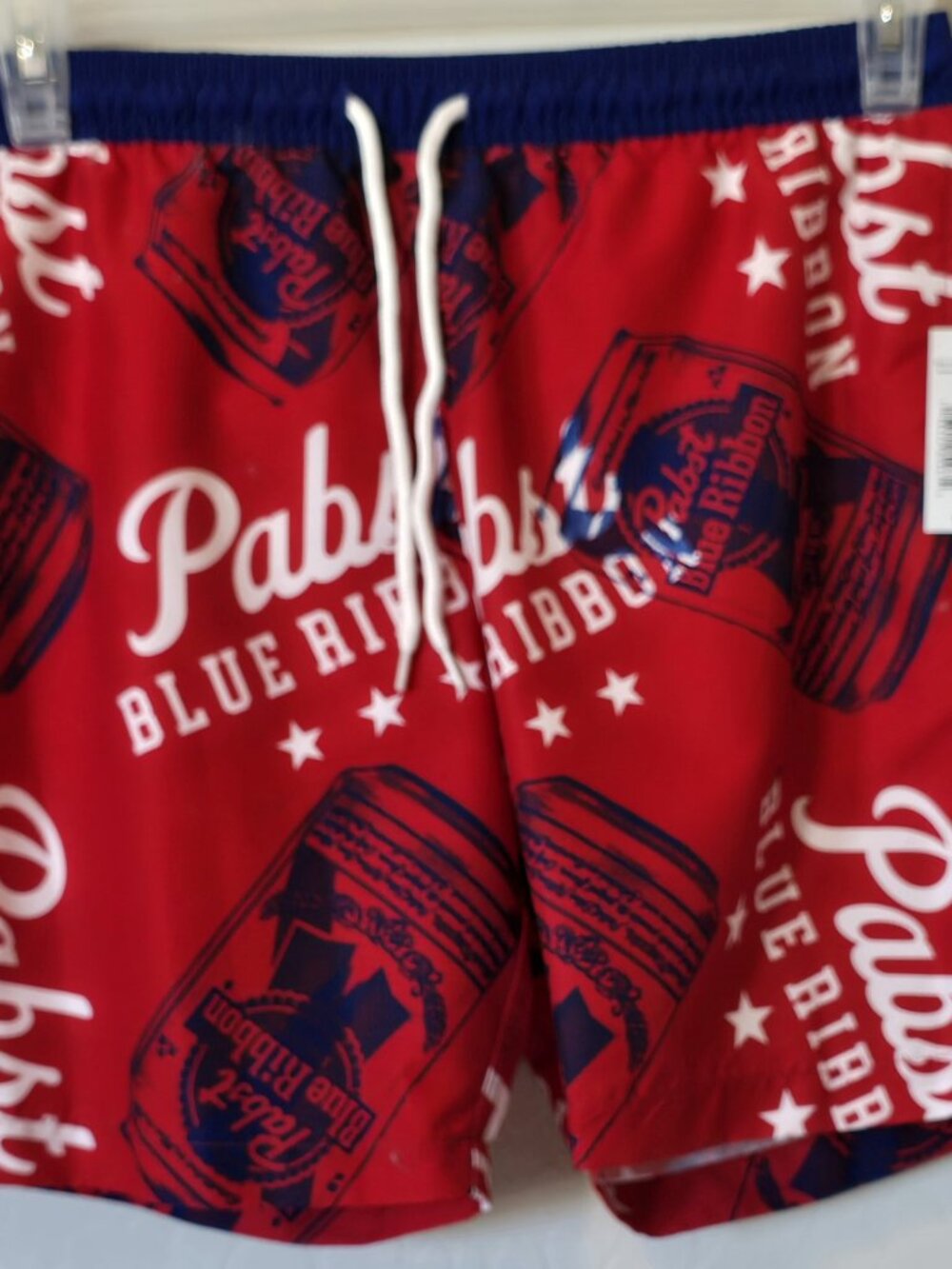 Pabst Blue Ribbon Men's Red Swim Board Shorts - S- NWT - Beer Cans